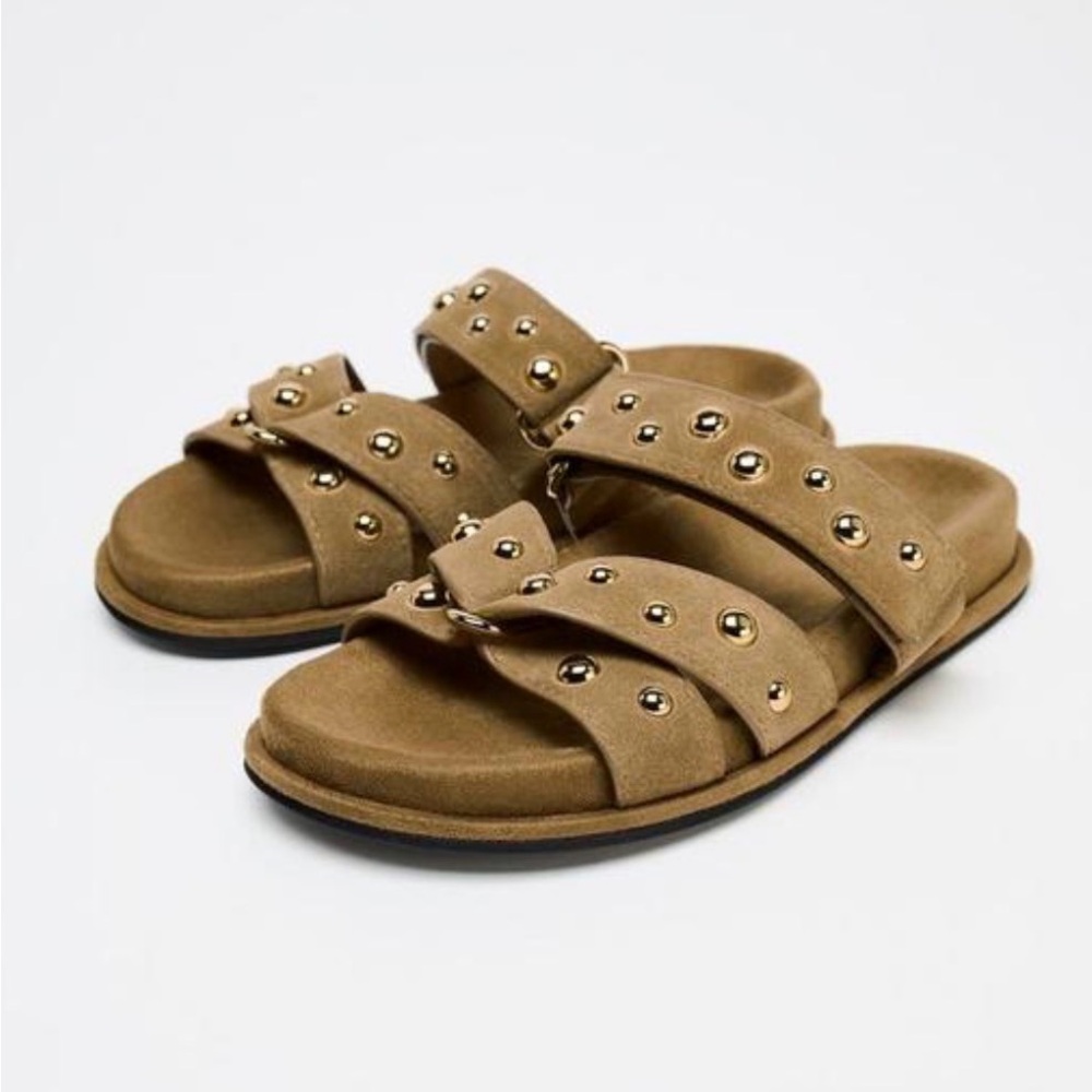 Zara Studded Suede Sandals